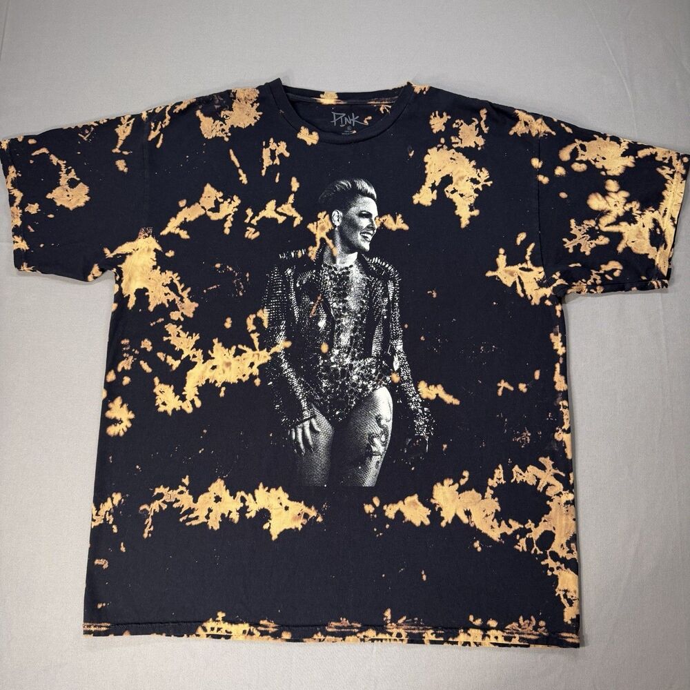 P!NK Trustfall Graphic T Shirt XL Bleach Splatter Official Merch Tracklist Tee